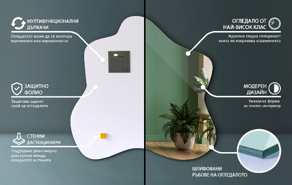 Lustro asymetryczne plama 58x58 cm