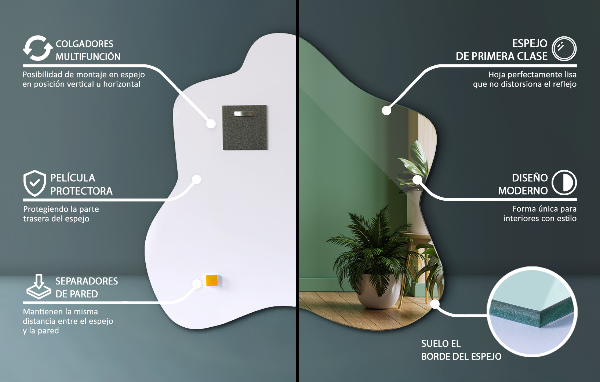 Lustro asymetryczne plama 68x67 cm