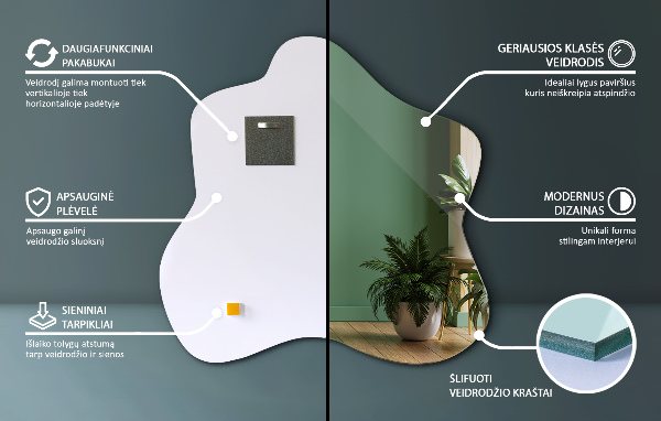 Lustro asymetryczne plama 68x67 cm