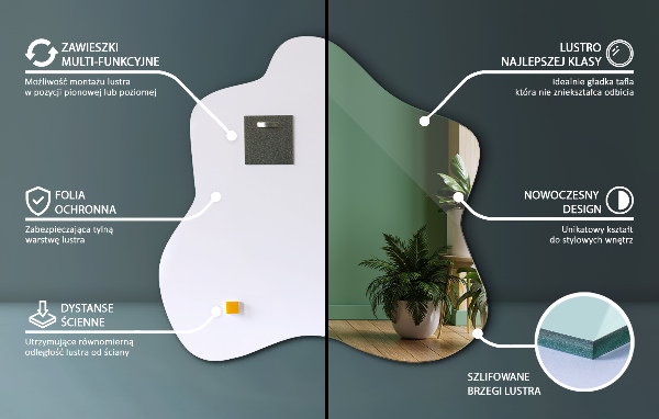 Lustro asymetryczne plama 77x77 cm