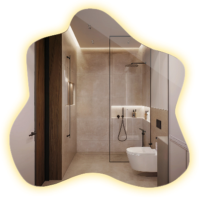 Lustro asymetryczne kleks LED 77x77 cm