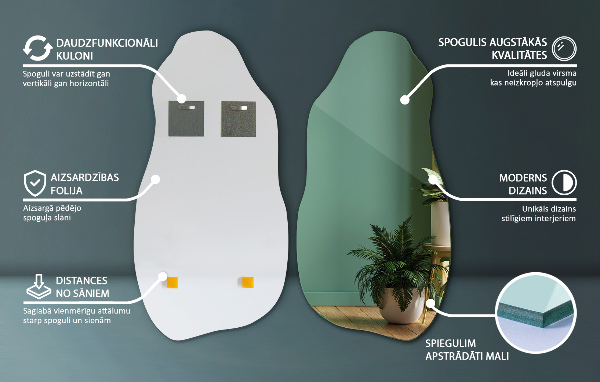 Lustro niesymetryczne oryginalne wiszące 50x100