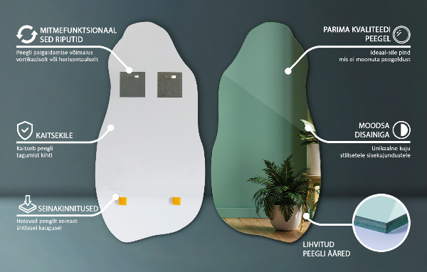 Lustro niesymetryczne oryginalne wiszące 50x100