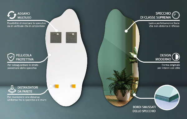 Lustro nieregularne dekoracyjne na ścianę 35x80 cm