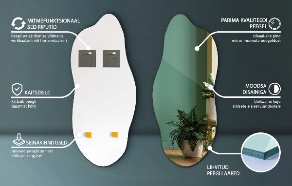 Lustro nieregularne dekoracyjne na ścianę 35x80 cm