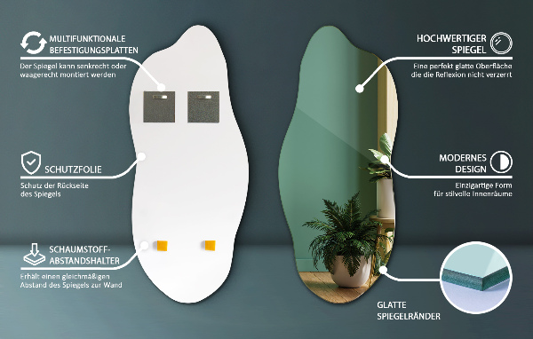 Lustro asymetryczne bez ramy 40x90 cm