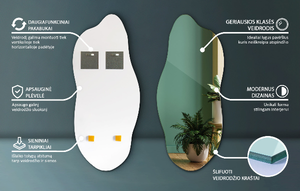 Lustro asymetryczne bez ramy 40x90 cm