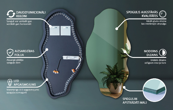 Nietypowe lustro z podświetleniem dekoracyjne 50x100 cm