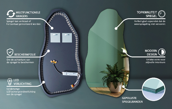 Nietypowe lustro z podświetleniem nowoczesna dekoracja 40x80 cm