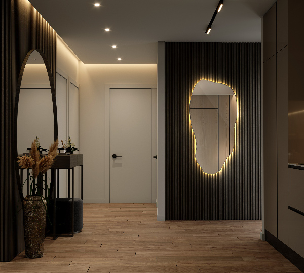 Nietypowe lustro z podświetleniem nowoczesna dekoracja 40x80 cm