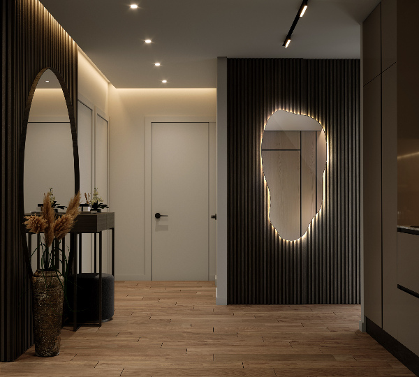 Lustro o nieregularnym kształcie led 45x90 cm