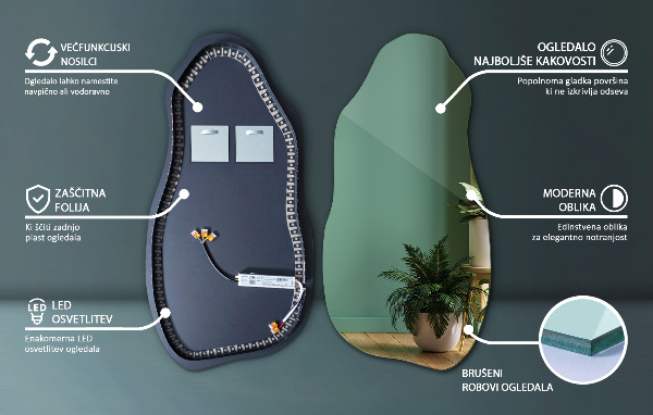 Lustro asymetryczne led nowoczesne 50x100 cm