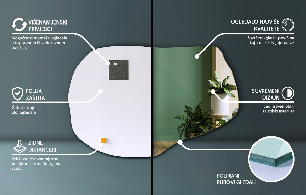 Lustro nieregularny kształt ozdobne 70x46 cm