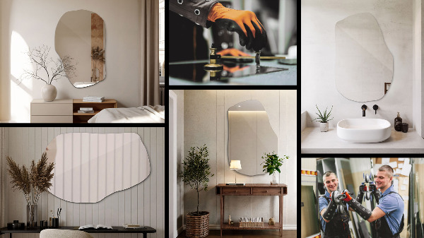 Lustro nieregularny kształt ozdobne 70x46 cm