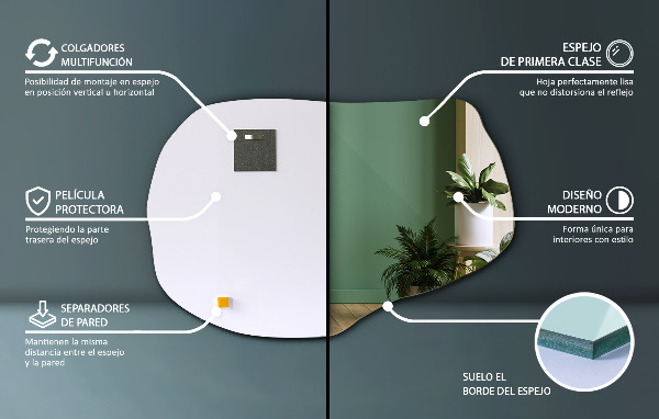 Lustro organiczny kształt stylowe 90x59 cm