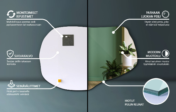 Lustro organiczny kształt stylowe 90x59 cm