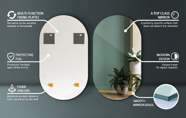 Lustro wiszące owalne bez ramy 46x80 cm