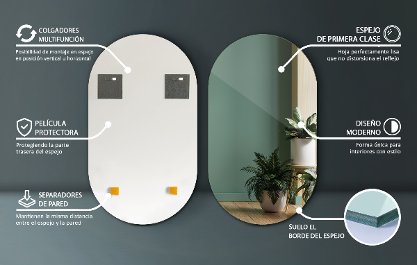 Owalne lustro bez ramy 58x100 cm