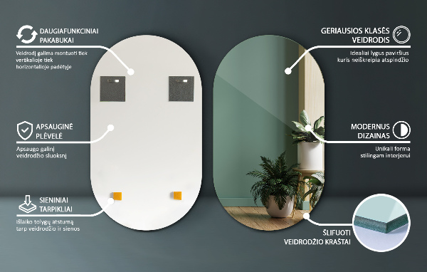 Owalne lustro bez ramy 58x100 cm