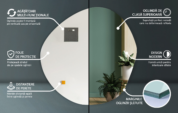 Nieregularne lustro dekoracyjne na ścianę 58x58 cm