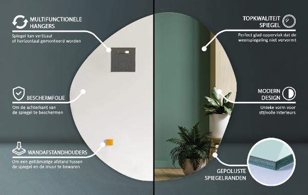 Nieregularne lustro dekoracyjne na ścianę 58x58 cm