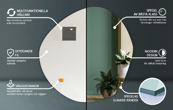 Lustro wiszące asymetryczne japandi 68x67 cm