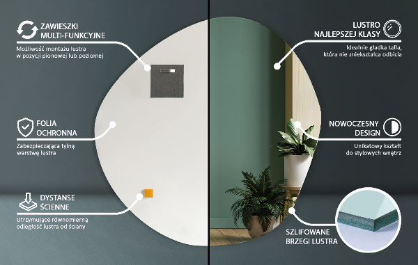 Lustro nieregularny kształt do makijażu 77x77 cm