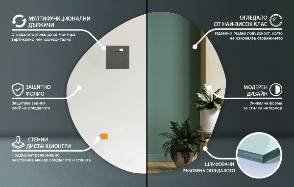 Lustro asymetryczne bezramowe ścienne loft 87x86 cm