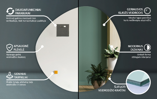 Lustro nowoczesne asymetryczny kształt 97x96 cm