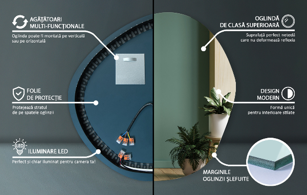 Lustro organiczne podświetlane 77x77 cm