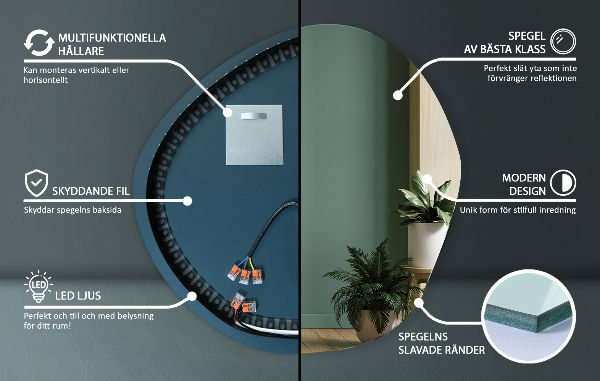 Lustro nieregularny kształt led 87x86 cm