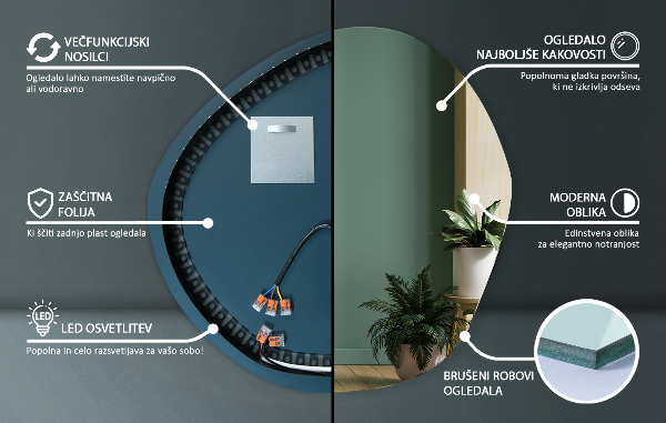 Nieregularne lustro podświetlane 97x96 cm