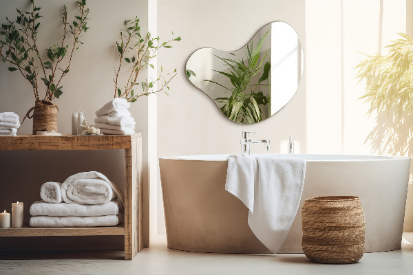 Lustro o organicznym kształcie bez ramy 58x58 cm