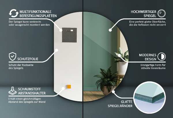 Lustro ścięte dekoracyjne 63x70 cm