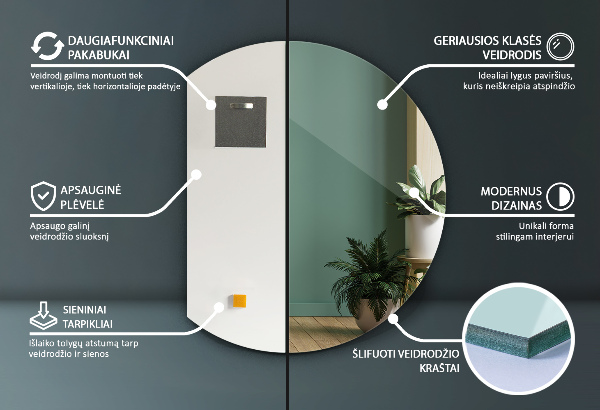 Lustro ze ściętym bokiem bez ramy 74x90 cm