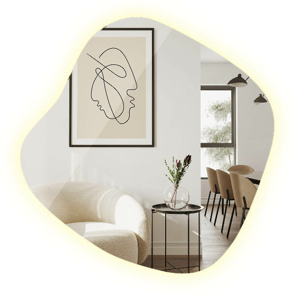 Dekoracyjne lustro nieregularne z podświetleniem led 68x67 cm