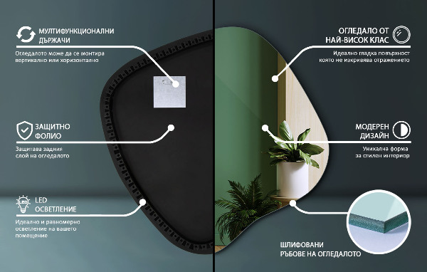 Dekoracyjne lustro nieregularne z podświetleniem led 77x77 cm