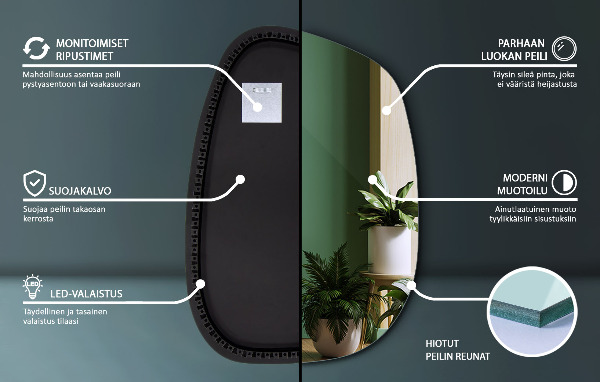 Lustro nieregularne LED w kształcie plamy 49x34 cm