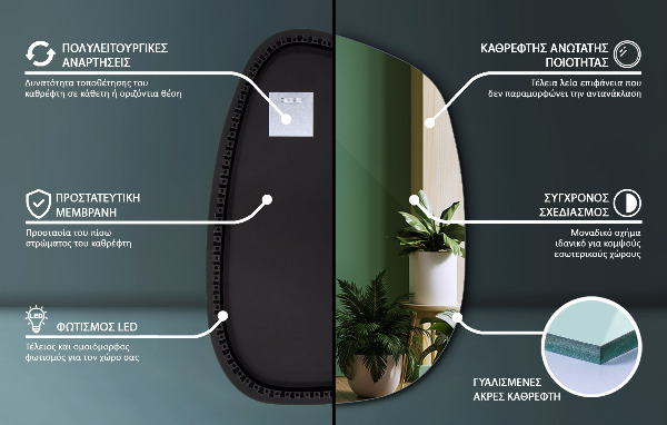 Lustro nieregularne LED w kształcie plamy 49x34 cm