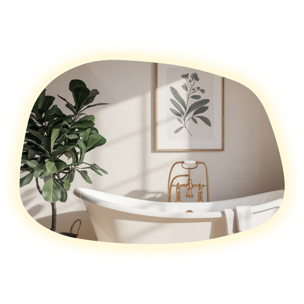 Lustro nieregularne LED w kształcie plamy 49x34 cm