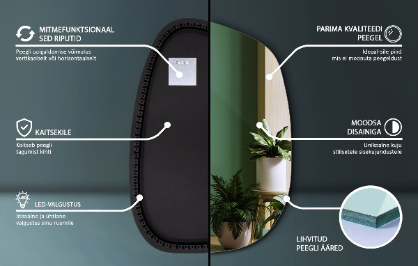 Lustro nieregularne LED w kształcie plamy 79x57 cm