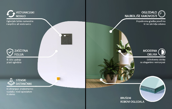 Lustro nieregularne w kształcie plamy 55x38 cm