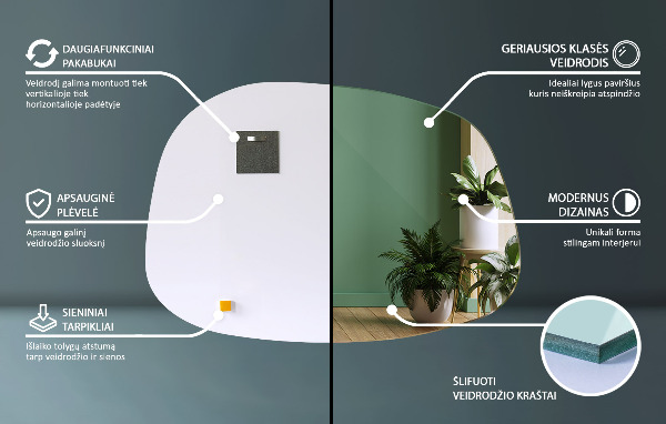 Lustro nieregularne w kształcie plamy 55x38 cm