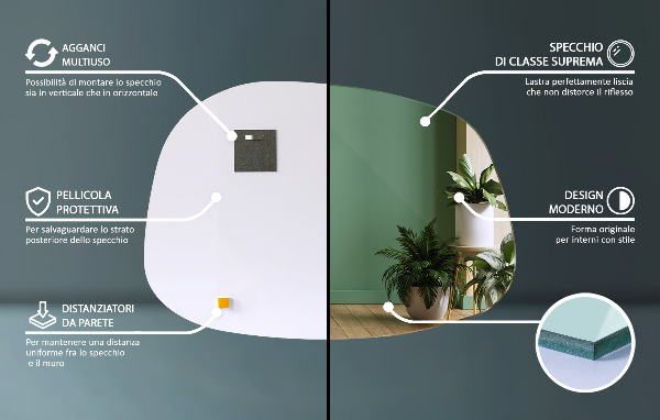 Lustro nieregularne w kształcie plamy 79x57 cm
