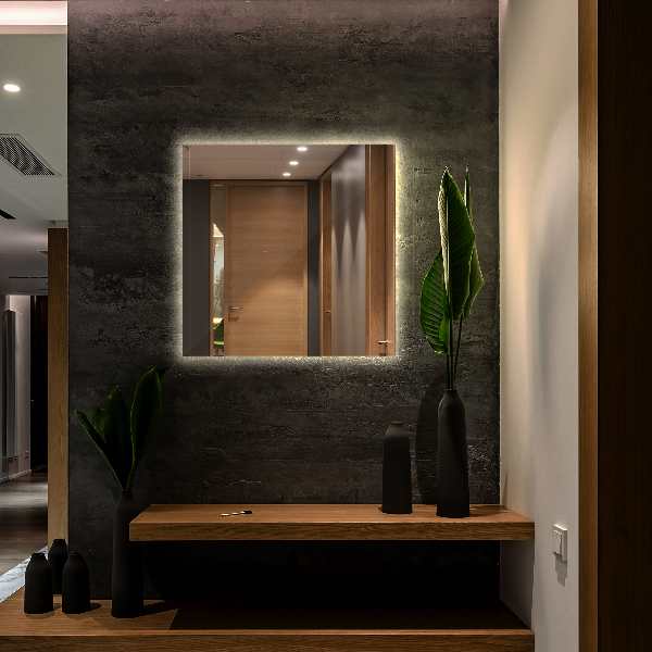 Lustro dekoracyjne prostokątne z podświetleniem LED 50x50 cm