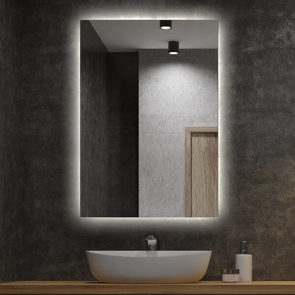 Prostokątne lustro LED 70x50 cm