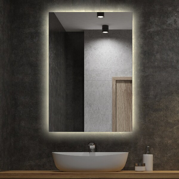 Prostokątne lustro LED 70x50 cm