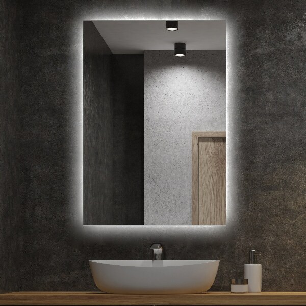 Prostokątne lustro LED 70x50 cm