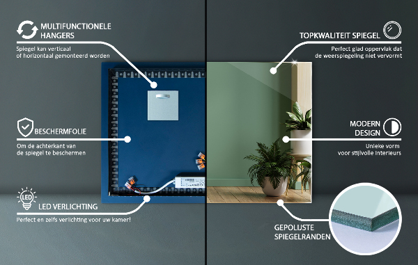 Lustro prostokątne podświetleniem LED 80x60 cm