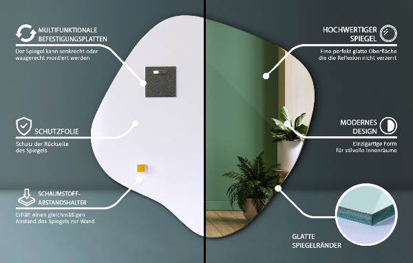 Lustro niesymetryczne w kształcie plamy 48x48 cm